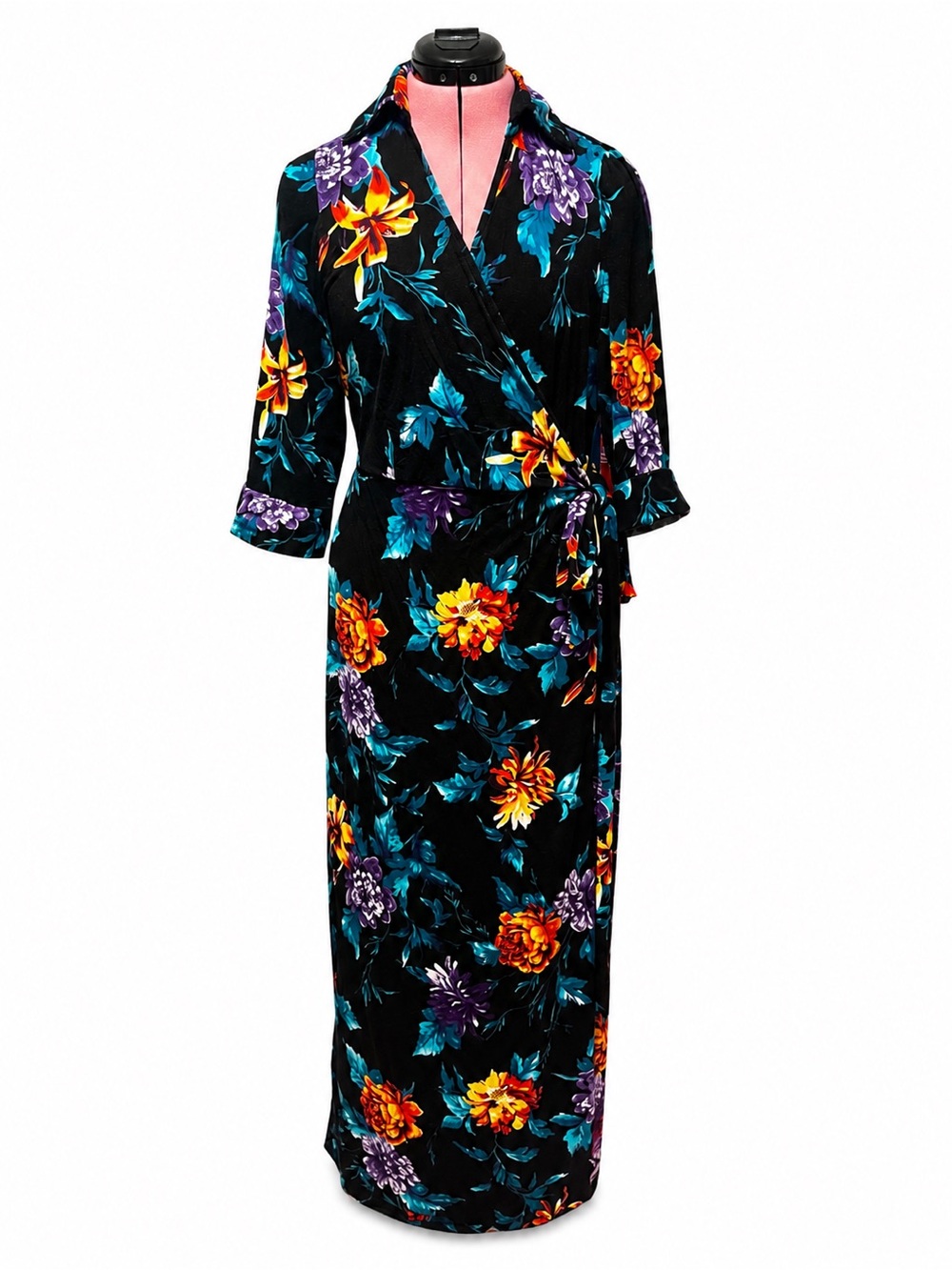 Jessica London Floral Faux Wrap Maxi Dress – Size 12